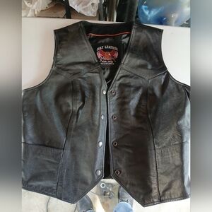 🎁🎄Just Leathers San Jose Womans Leather Vest Blk/Large